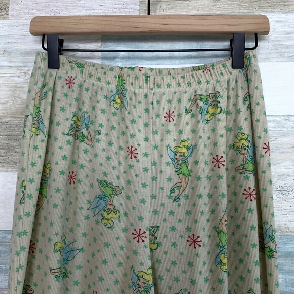 Disney Tinkerbell Thermal Jogger Pajama Pants Green Yellow Womens Medium 8 10 - Picture 2 of 6